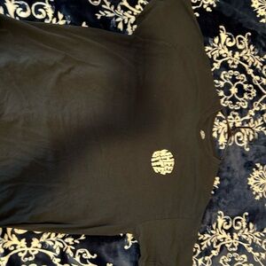 Black Short Sleeve Tee with Small White Logo - Unbranded